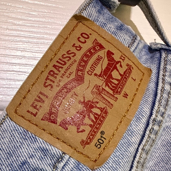 Levi's Light Blue Frayed Jean Shorts - Picture 2 of 6